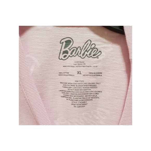 NWT Barbie Pink Short Sleeve Tee with Barbie Logo and Silhouette - Size XL - Picture 6 of 6
